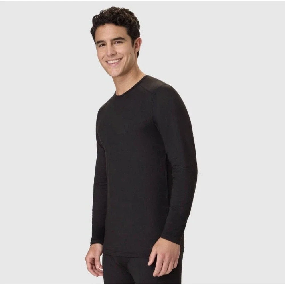 NWT Lot Of 2 Hanes Men's Thermal Long Sleeve Performance Top Black Med Baselayer - Picture 4 of 7